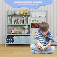 Bookshelf for Kids - Metal 4 Tier Childrens Bookcase with 5 Sling Deep Book Rack Display Shelves Toddler Toys Organizer 1