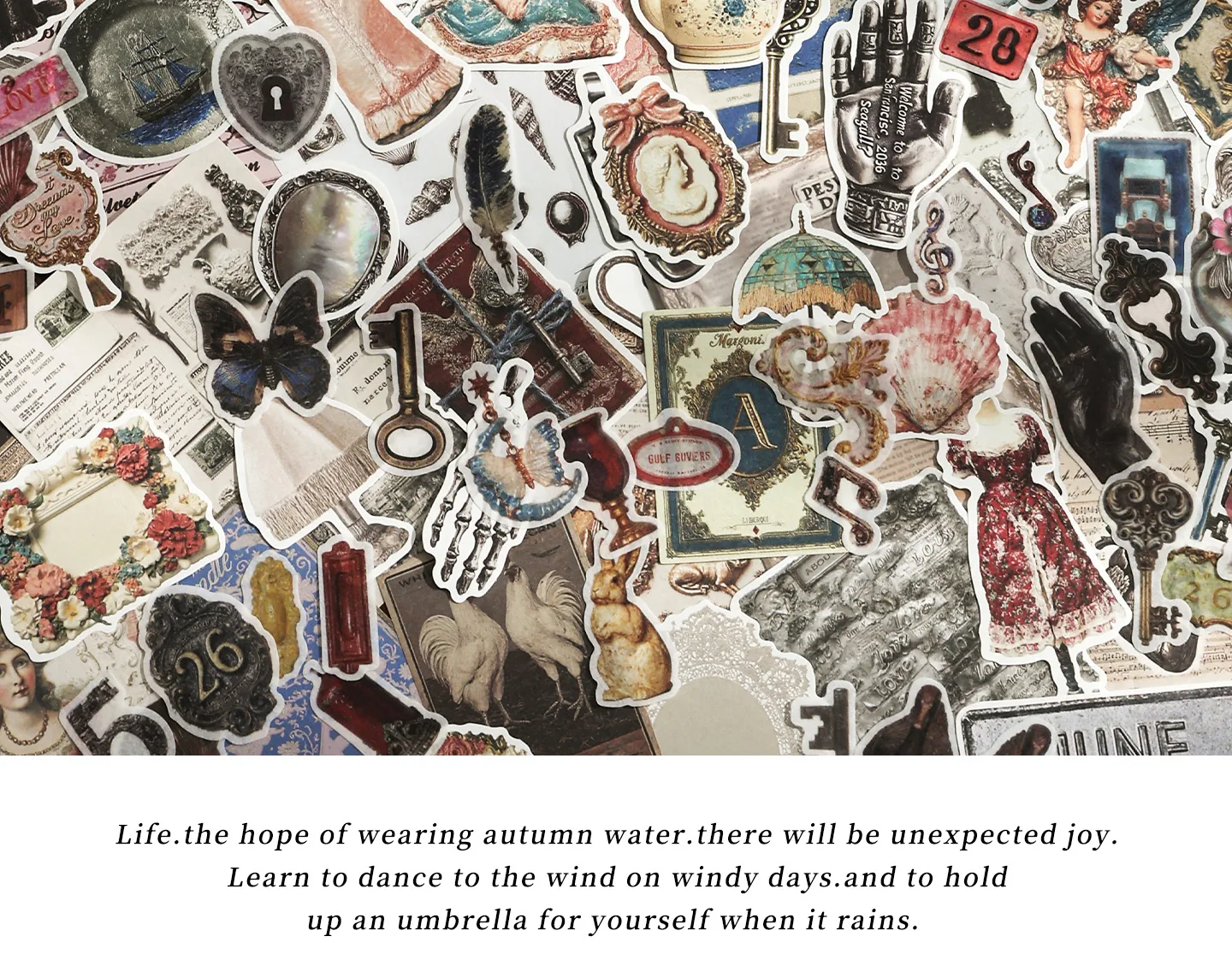 Retro Alte Poesie-Manuskripte DIY Handgemachtes Material Sticker-Set Bastel-Enthusiasten DIY Dekoration Schreibwaren-Set – Detail 10
