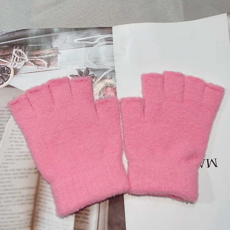 Comfortable Soft And Warm Woolen Gloves For Autumn And Winter Outdoor Cold Proof And Warm Woolen Knitted Half Finger Gloves