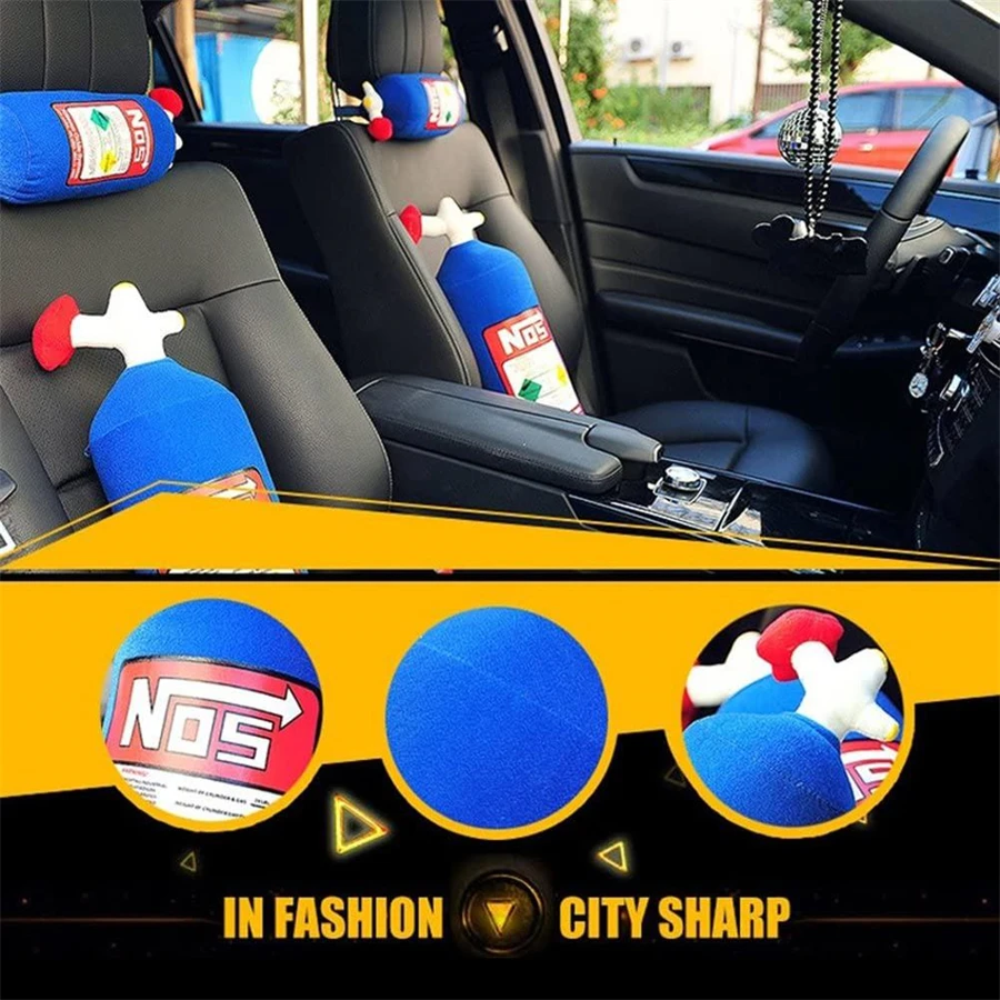Car Headrest New Car Neck Pillow Car Headrest for Driver Front Passenger Seat NOS Bottle Pillow Decor Headrest Cushion Plush 2025