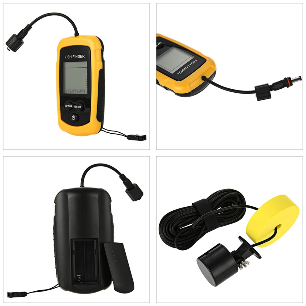 100M Sonar Fish Finders 45 Degrees Sonar Coverage Echo Sounder Alarm Transducer Underwater Fishing Detector for Lake Sea Fishing
