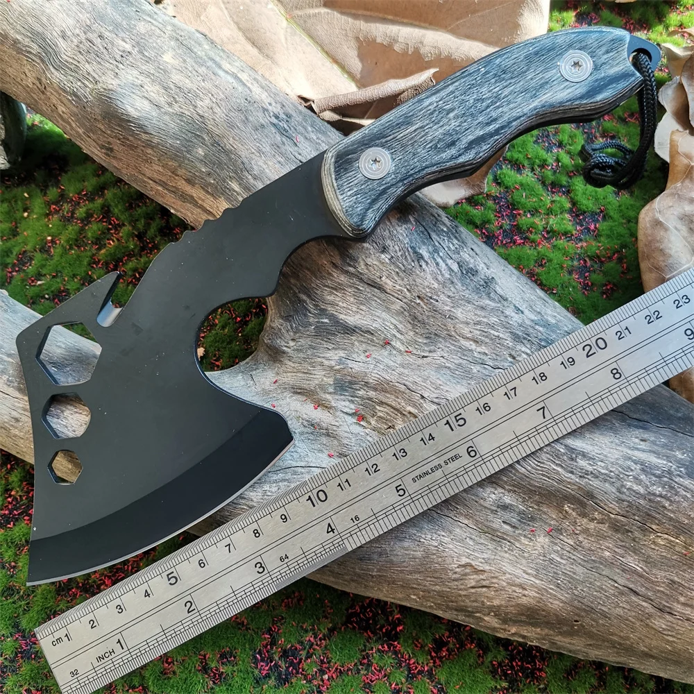 High Carbon Steel Handaxe with Black Coated Blade - Tactical Survival Camping Hatchet with Nylon Axe Cover and Bakelite Handle 2