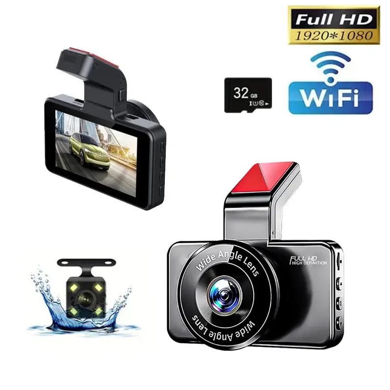 Connessione Wifi Wireless Hd Dashcam Doppia Lente Anteriore E Posteriore Con Scatola Nera Per Auto Video Retromarcia