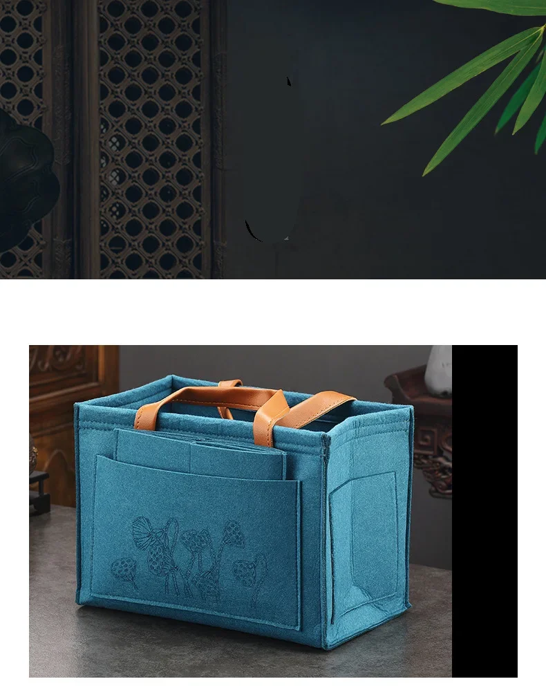 Description Picture 3 of item2024 Outdoor Travel Tea Set Storage Bag Portable Car Teapot Tea Cup Storage Bag Multi functional Storage Bag Tea Cozies LF395