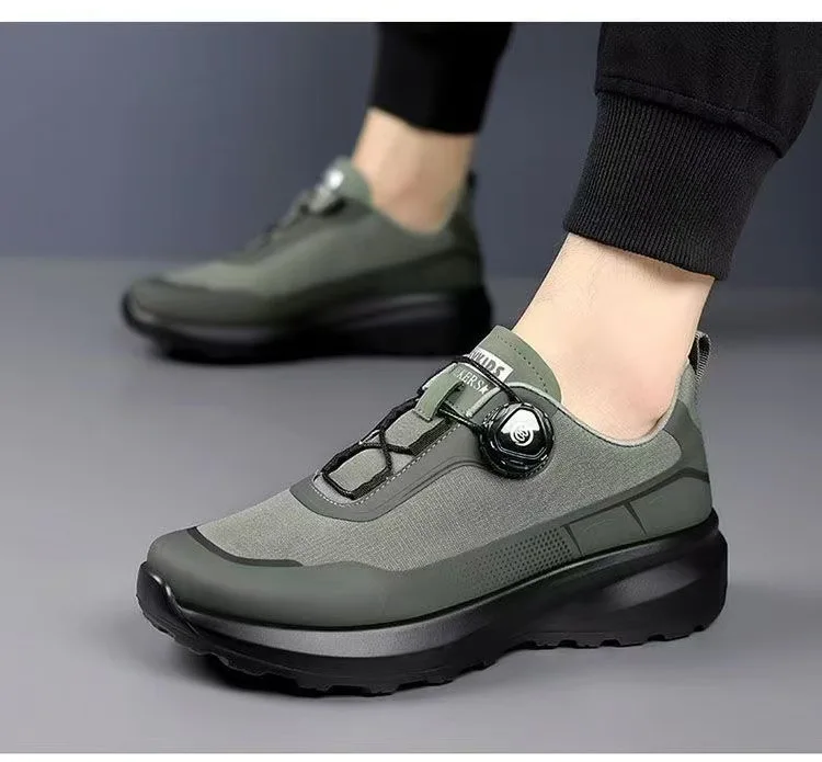Herren Schwarze Casual Laufschuhe mit Drehknopf Rutschfeste Dicke Sohle Outdoor-Sneaker – Detail 18