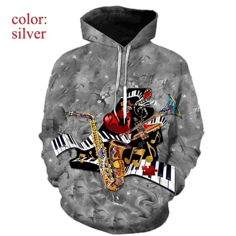 thumbnail image 1 of Sudadera con capucha con estampado completo de notas musicales para hombre, sudaderas holgadas informales de gran tamaño, sudaderas con capucha con estampado 3D para hombre, ropa de calle, 1 of 5