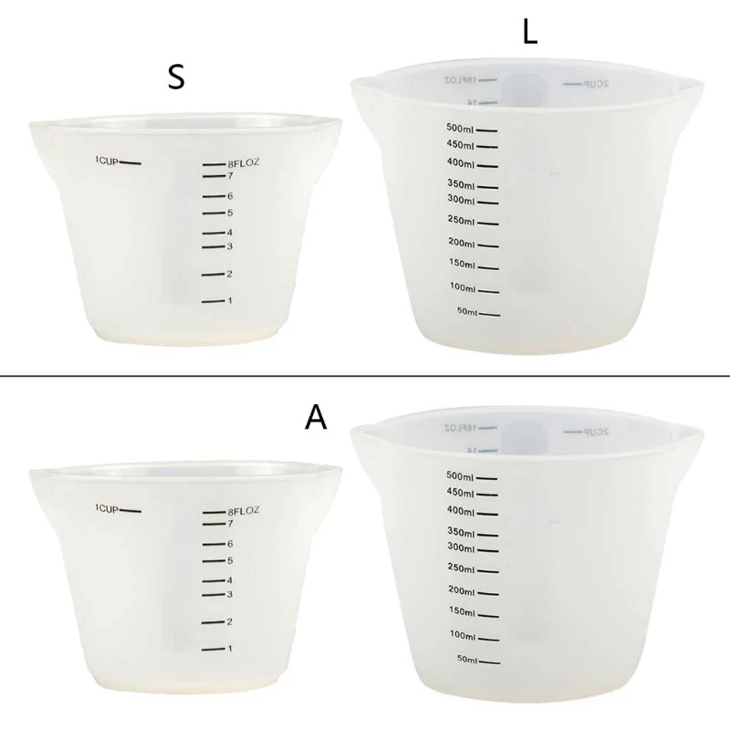 

Silicone Measuring Cups 500ml and 250ml Large Reusable Resin Measuring Cup Clear Mixing Pour Cups for Epoxy Casting