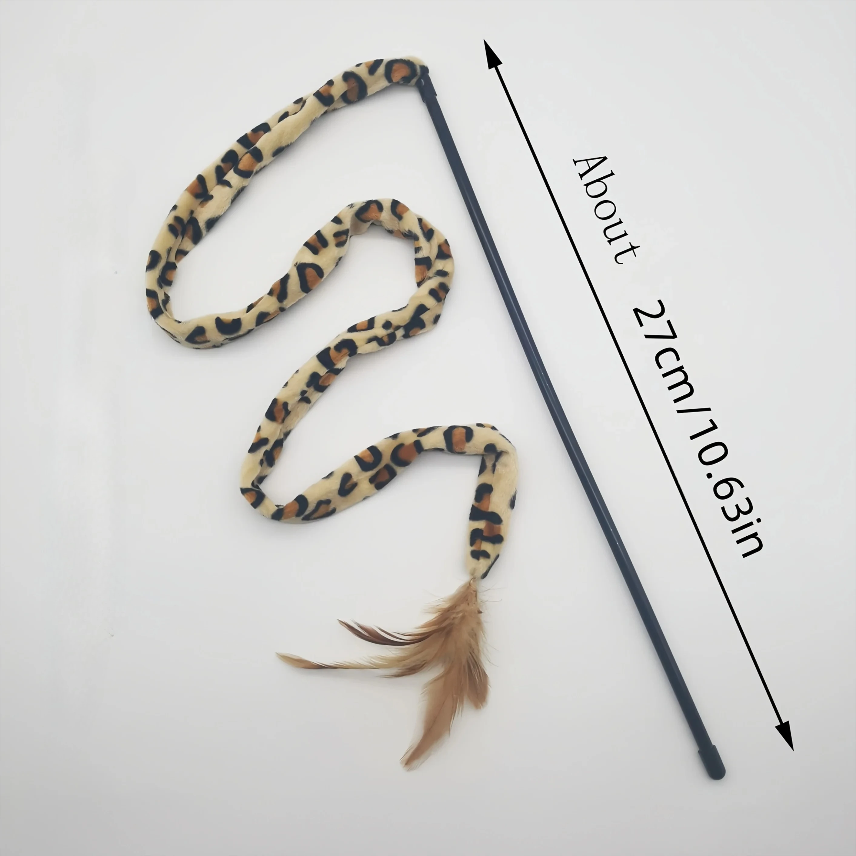Leopard Print Cat Teaser Wand with Tweezer Design and Simulated Feathers