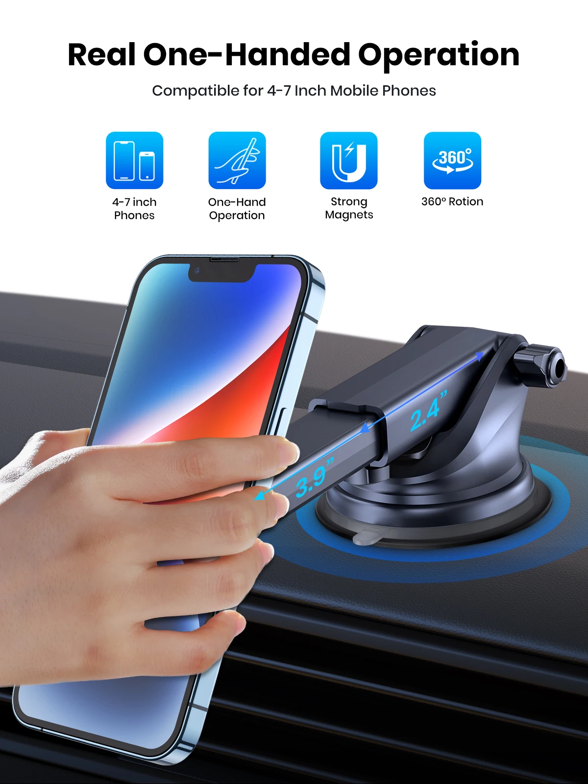 Topk Autotelefon halter magnetisches Telefon Auto halterung für Auto entlüftung windschutz scheibe und Armaturen brett mit stärkstem Magneten für Handys – Detail 7