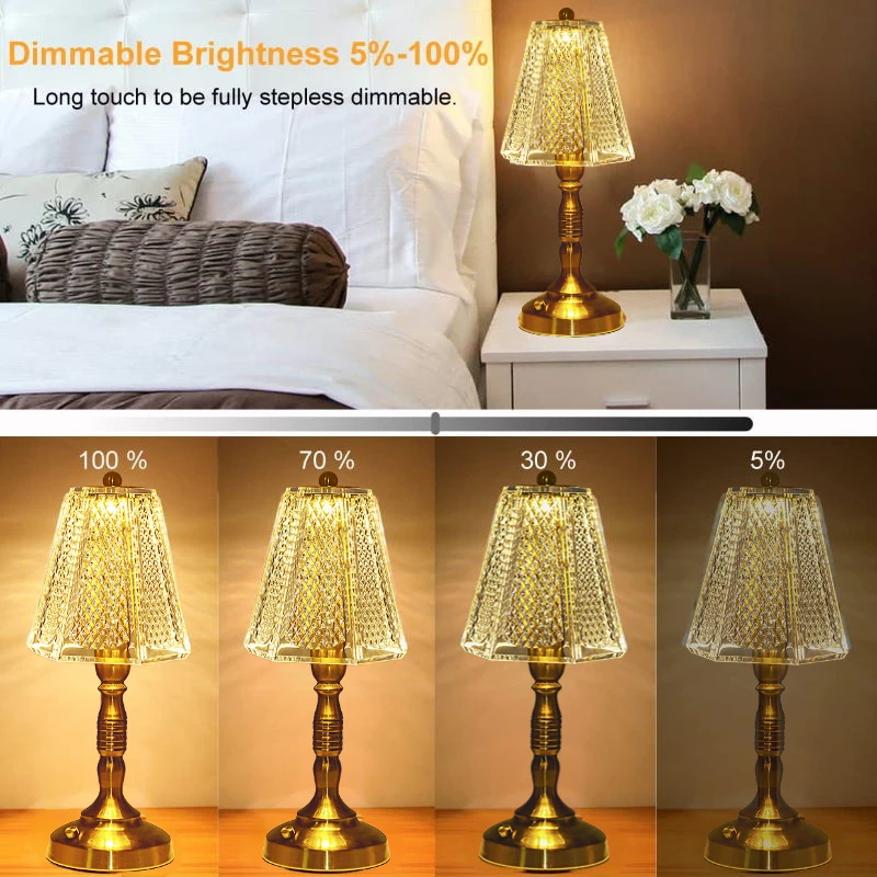 Crystal Diamond Table Light Touch Cordless Table Lamp with USB Rechargeable  for Night Stand Lamp Bedroom Living Room Study Room and Office - China Table  Lamp, Diamond Table Lamp