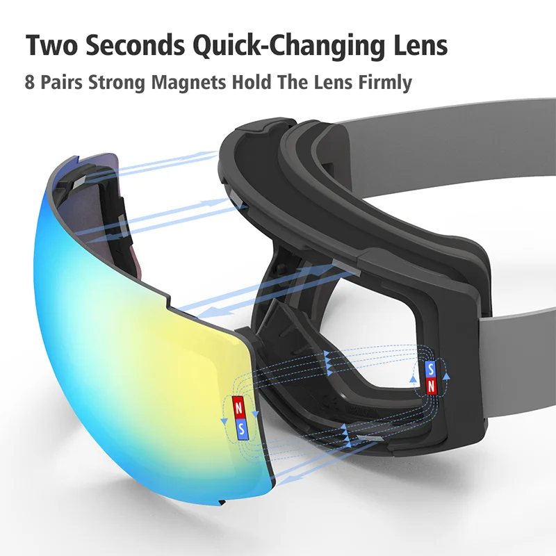 COPOZZ Professional Magnetic Ski Goggles Adult Anti-fog Ski Glasses UV400 Protection Snow Snowboard Goggle Eyewear 5