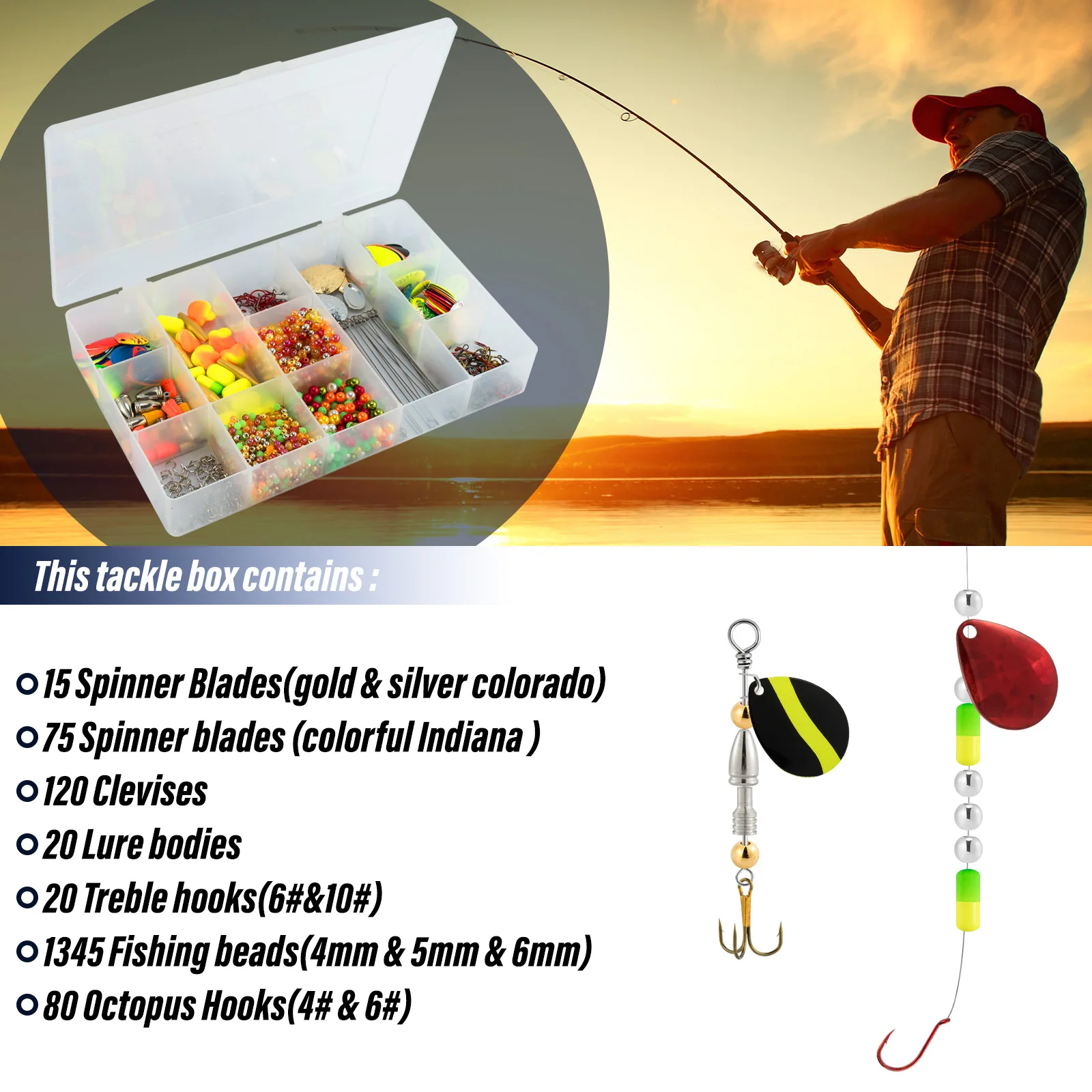 1721pcs Fishing Spinner Making Kit Inline Spinner Blade Lure