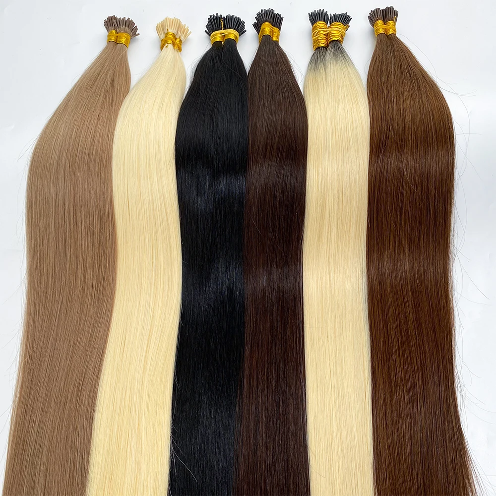 100% Real Straight I Tip Hair Extensions Capsules in Human Hair Fusion Natural Vietnamese Keratin Pre-bonded Blonde Hair Bundles 2