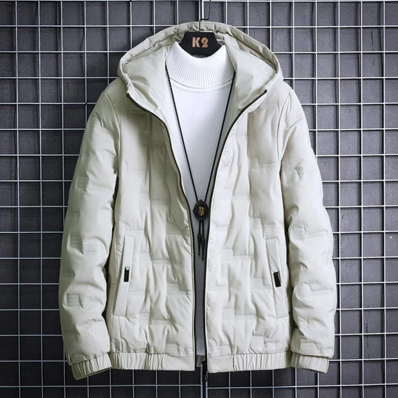 Men Parkas Windbreaker Thicken Warm Coat Men Winter Hooded Jacket Solid Color Parka Coat Male Fashion Streetwear Overcoat 5XL