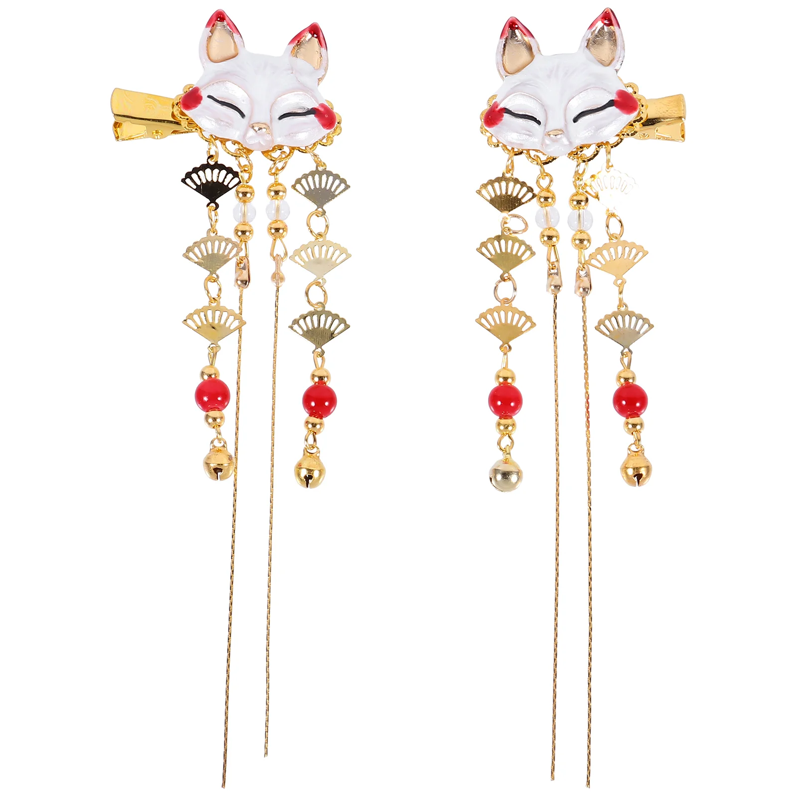 

Dangle Hairpins Fox Tassel Clip Bride Headpieces for Wedding Chinese Styled Headdress