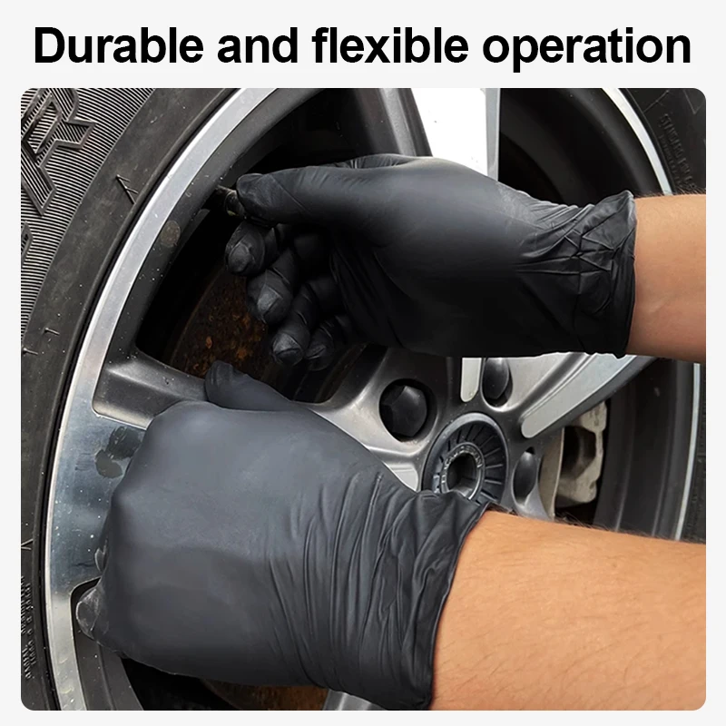 Disposable composite nitrile gloves PVC nitrile synthetic black high elasticity household car cleaning protective gloves