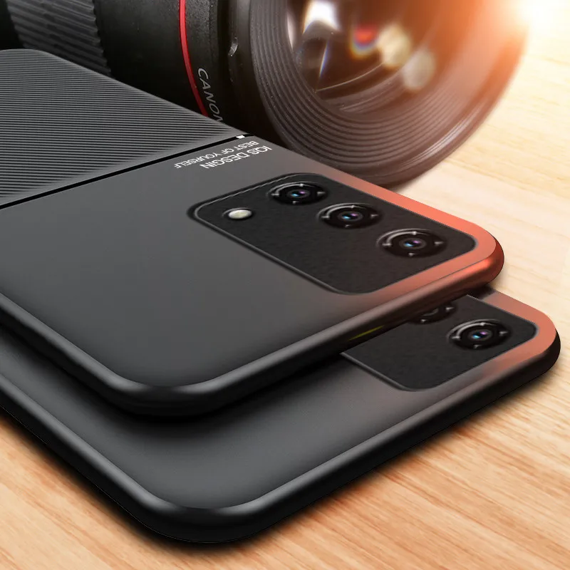 Leather Texture Magnetic Holder Shockproof Silicone Case