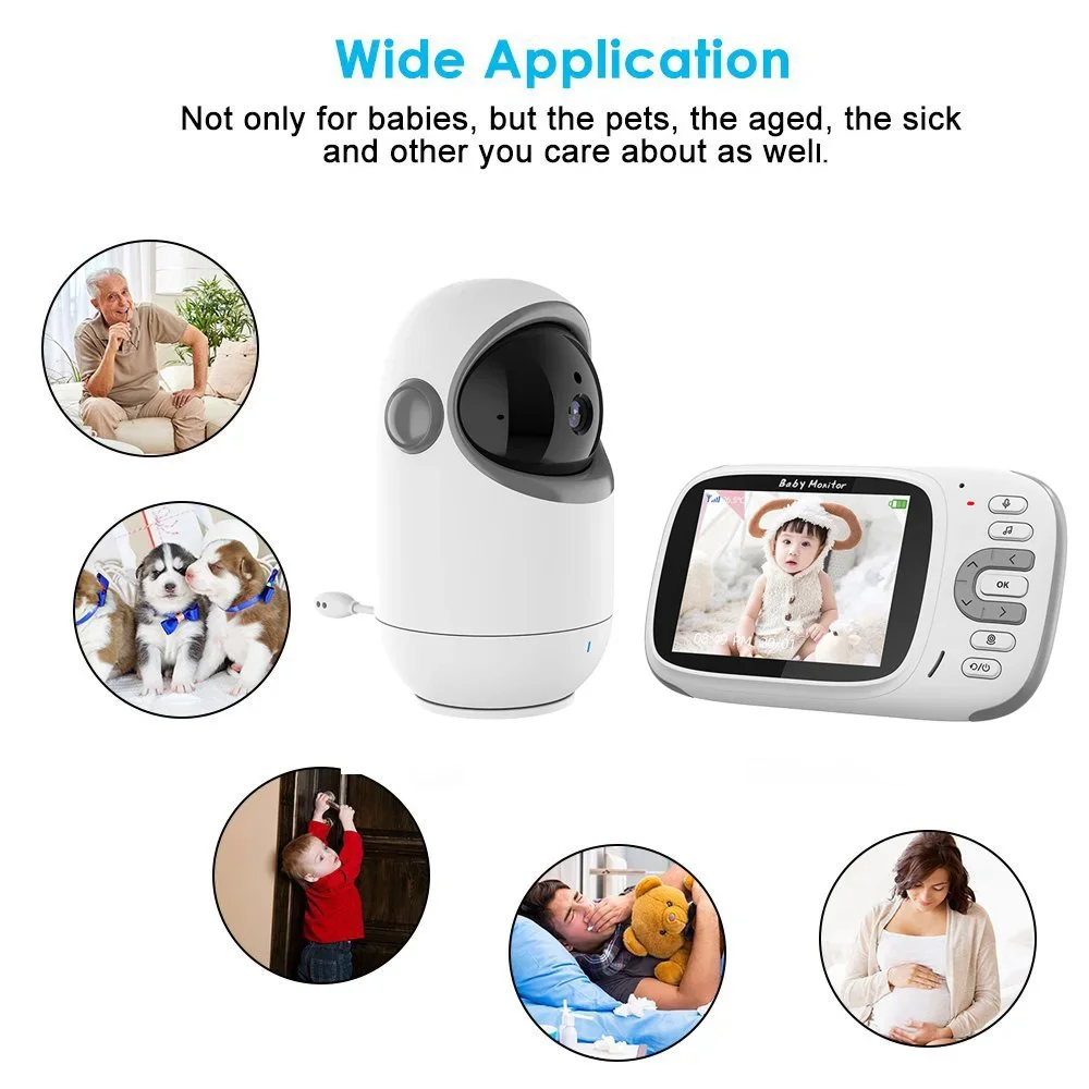 Video Baby Monitor  Pan Tilt Night Vision With Digital Zoom Surveillance CameraTwo Way Talk Babysitter Security Nanny 3.2''VB802
