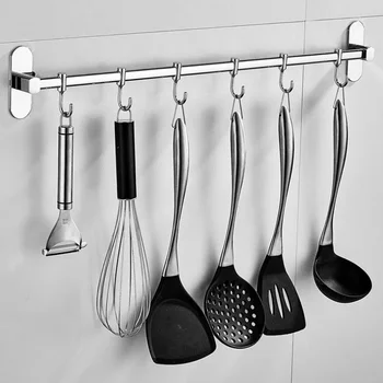 Punch-Free Hook Racks Kitchen Storage Rack Knife Wall Hanging Storage Pendant Multi-Function Pot Rack Kitchen Stainless Steel 1