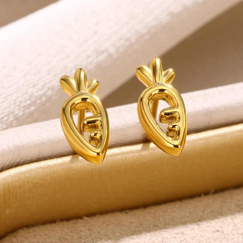 

Stainless Steel Radish Earrings For Women Trend Heart Star Piercing Earring Gold Color Aesthetic Jewelry Valentine's Day Gift