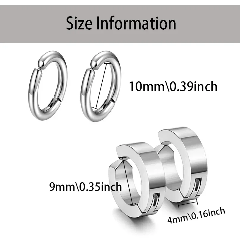 Ear Clip Earrings for Men/Women Stainless Steel Non-Piercing Jewelry 1 pairs