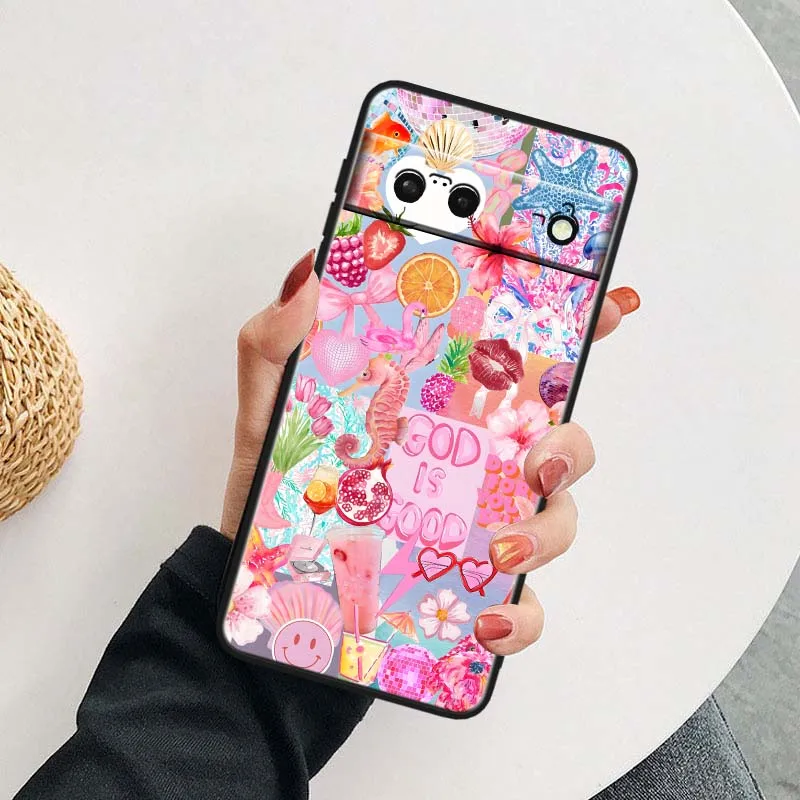 Cartoon Beach Wave Scene Soft Black Phone Case Cover