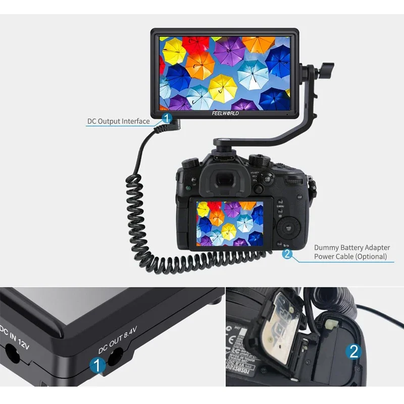 FEELWORLD FW568 V3 on DSLR Camera Field Monitor PS Full HD 1920x1080 4K 6 inch LCD Camera Monitor with Tilt Arm