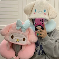 Cartoon My Melody U-shaped Hooded Neck Pillow Cinnamoroll Travel Blackout Nap Pillow Office Japanese style Pillow With Hat 1