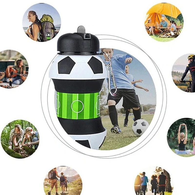 Portable Water Bottle Fold Water Bottle Cups Mug Outdoor Sports Football Baseball Tennis Golf School Leakproof