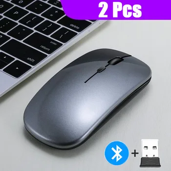 2.4GHz Wireless  + Bluetooth 5.0 Wireless Mouse For Tablet Laptop Computer Ultra Thin Wireless Mice AAA Battery Version 14
