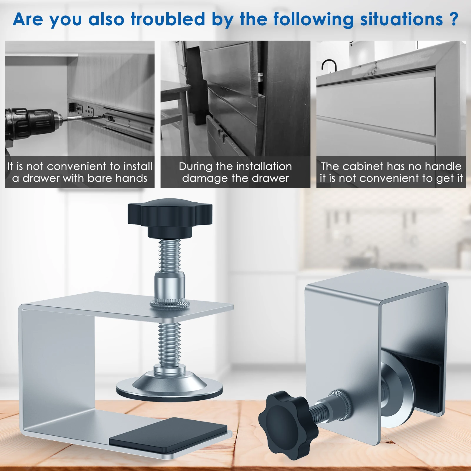 Woodworking Clamps 2Pcs Cabinet Installation Clamp Zinc Drawer Fixing Clip Adjustable Cabinet Hardware Jig Portable Front Drawer