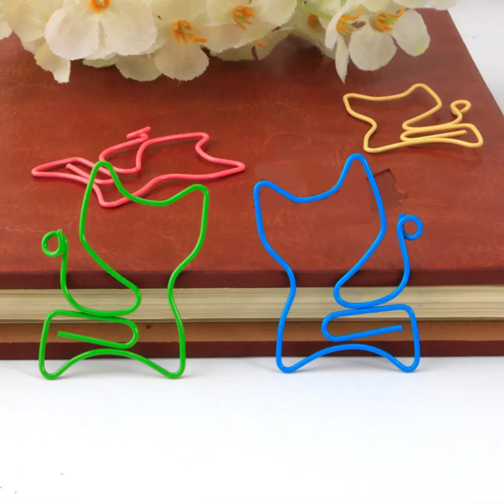 50Pcs 고양이 모양 종이 클립 노트 달력 스크랩북 메모장 스티커 노트 사무실 학교용 프리미엄 금속 북마크 클립