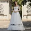 BEPEITHY Customized Pastrol O Neck Lace Modern Wedding Dresses For Women A Line Long Sleeves Wedding Dress Beach Bridal Gown 5