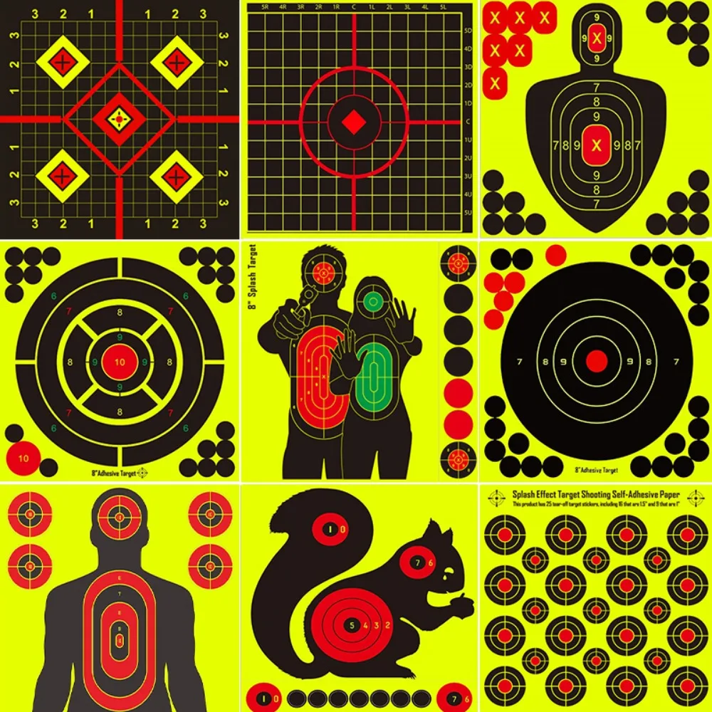 9 Types 8 Inch high visibility shooting target stickers Reactive Hunting Shooting Training Paper 10pcs/Set