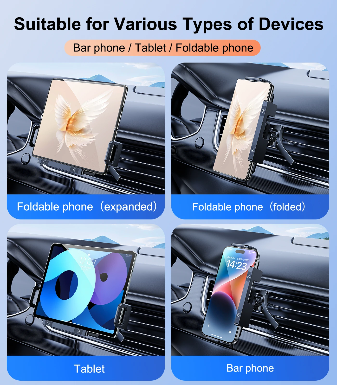 Eary Wireless Car Charger for Samsung S25 S24 Ultra Z Fold 6 iPhone 16 Pro Max 15 W Fast Charging Car Mount Air Vent Phone Stand