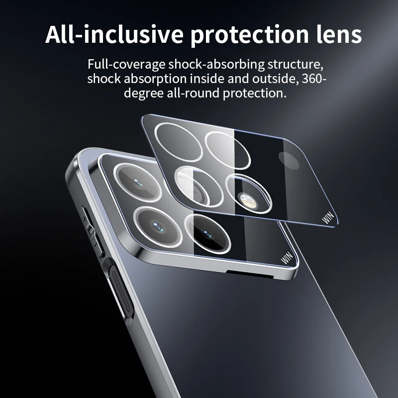 Magnetic Protective Case with Camera Lens Film for Wireless Charging - Stylish Phone Back Cover