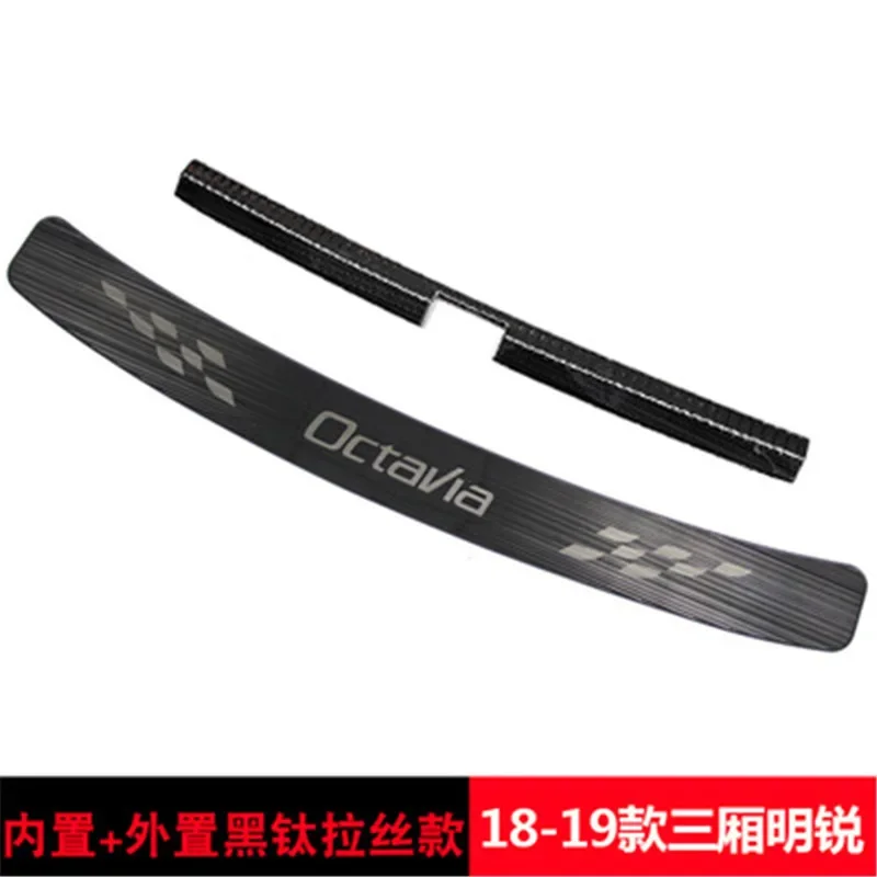 for Skoda Octavia A7 2015~2017 Car accessories Stickers Rear Bumper Protector Sill Trunk Rear guard Tread Plate Pedals