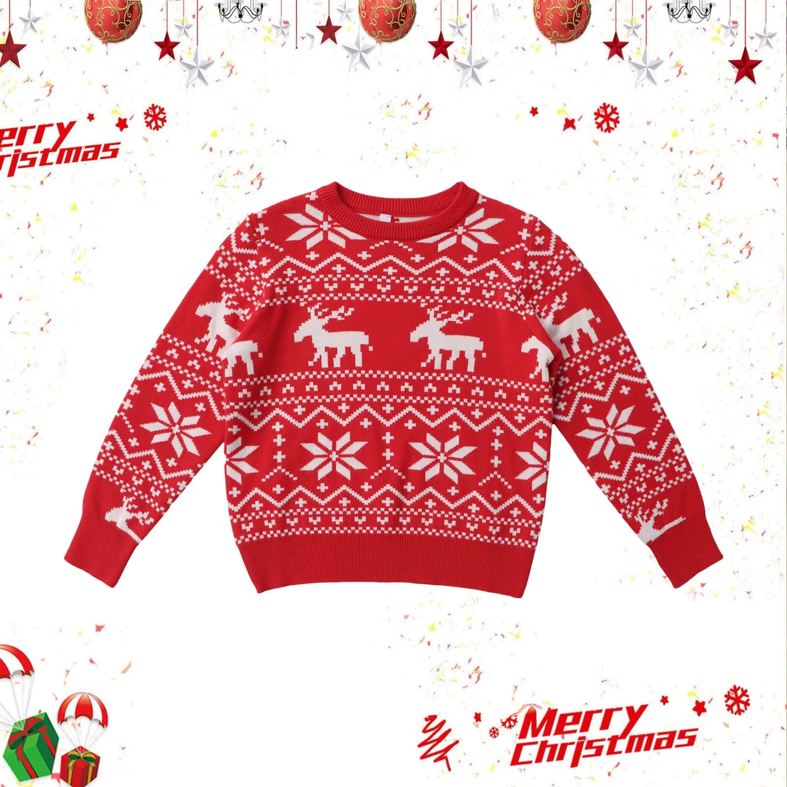 thumbnail image 5 of Suéteres de punto de Año Nuevo 2024 Conjuntos a juego para Navidad familiar Ropa a juego para padres e hijos con estampado completo Suéteres Tops, 5 of 5