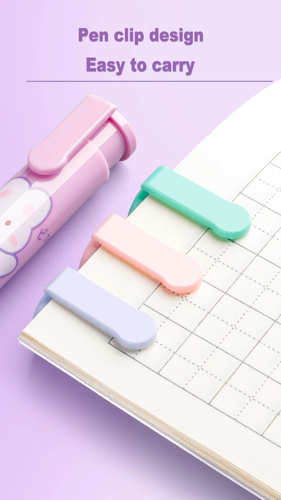 Deli Erasers Pen Retractable Press Pencil Rubber Correction Supplies School Stationery Erasers for Kids Soft Art Eraser Pen cute