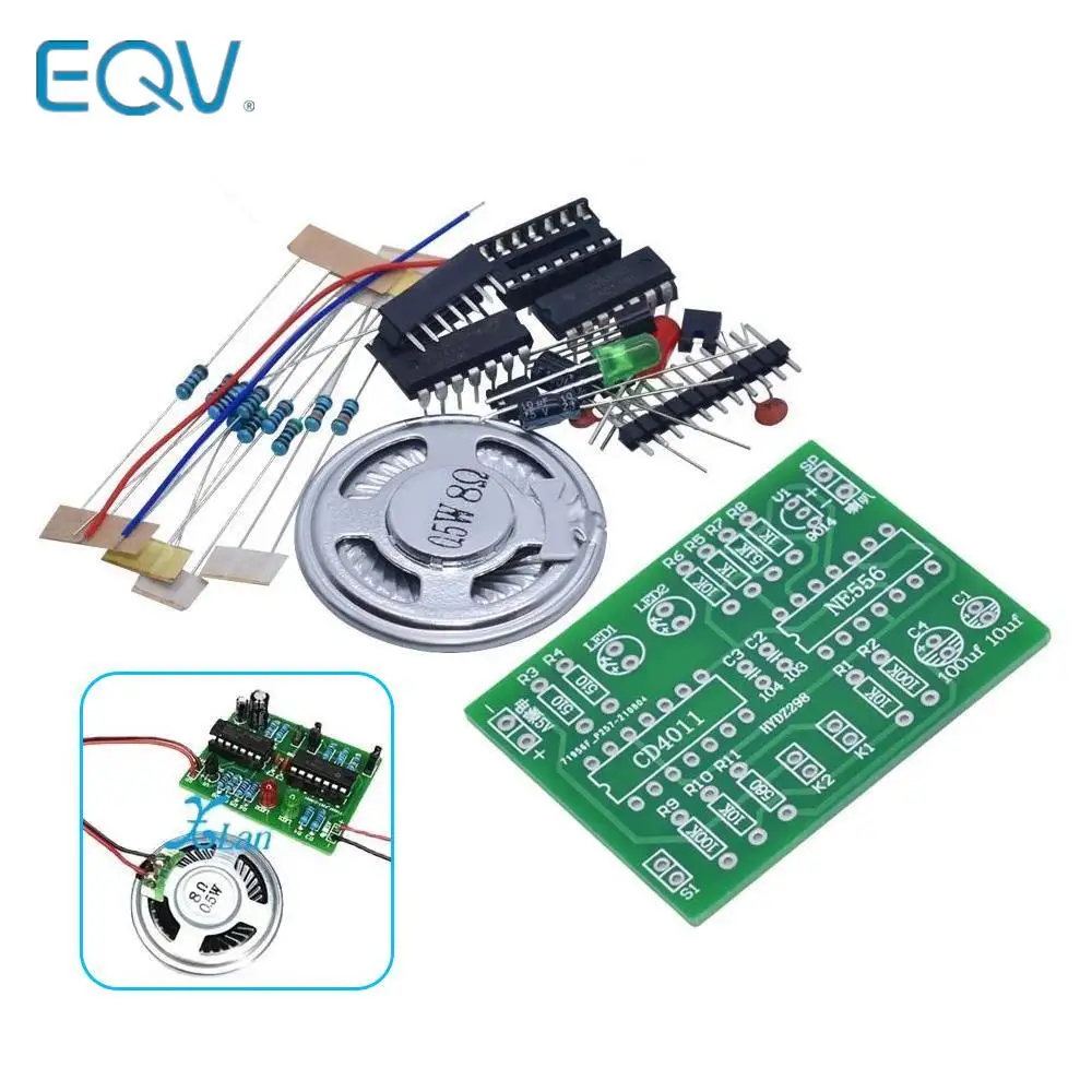 Dual-Wege-Einbruchalarm-Kit 120 Krankenwagen-Alarmton Studentenprinzip Experiment Training CD4011 Platine NE556 Chip