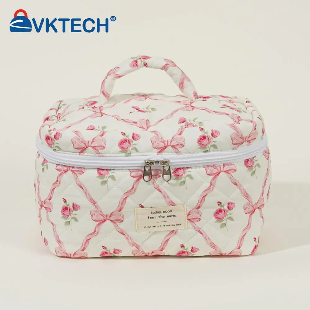 메이크업 가방 세트 화장품 거치대 가방, 대용량 퀼트 휴대용 화장품 파우치, 야외 여행용 에스테틱 코튼, 3 개