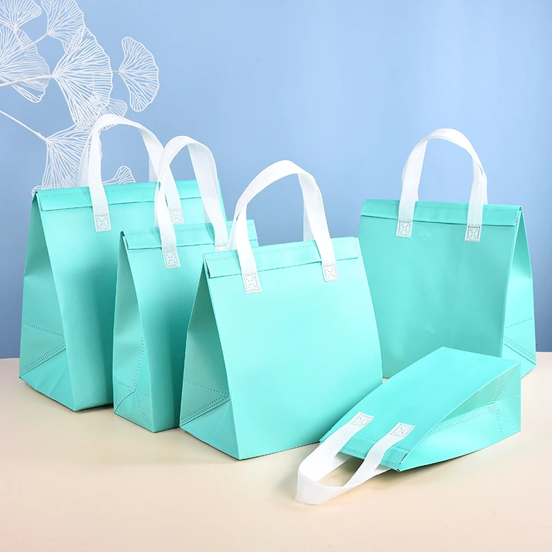 10pcs Non-Woven Insulated Tote Bags – Reusable Thermal Cooler Pouches for Food, Cake, D... - SKU NITB2302 - UGI Packaging