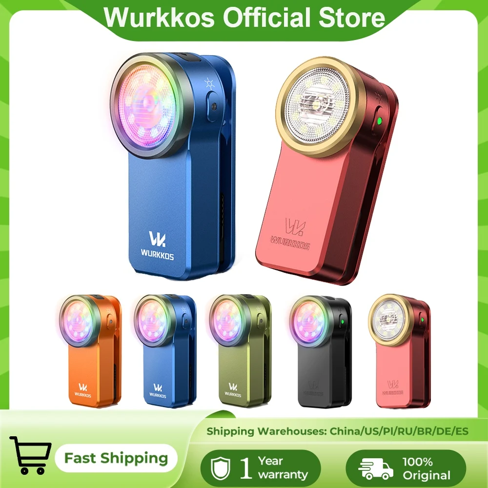 Wurkkos HD03 680LM Mini Clip Light USB Rechargeable Pocket Flashlight Spotlight/Floodlight Portable RGB Torch with Magnet