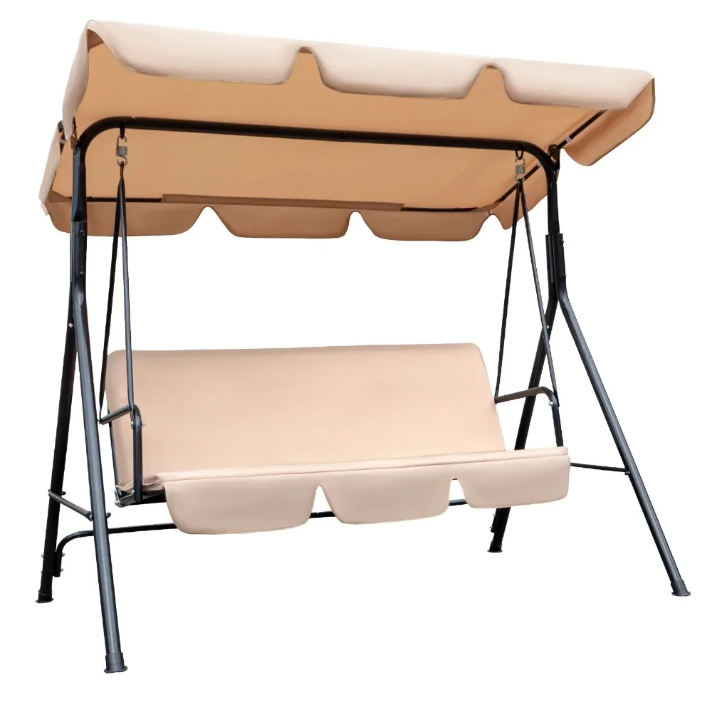 

2-Person Outdoor Porch Swing Chair 3-Seat Patio Hanging Swing Glider with Converting Canopy Swing Hanging Chair