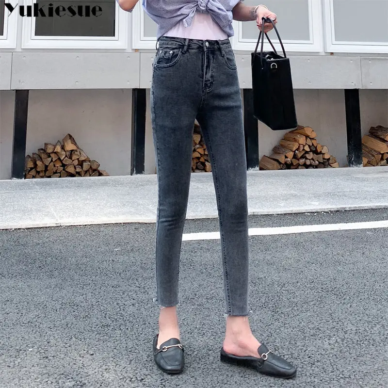

2023 Women Velvet Ankle Length Casual Thick Pencil Pants Basic Fleece Denim Trousers Spring Autumn and Winter Skinny Warm Jeans