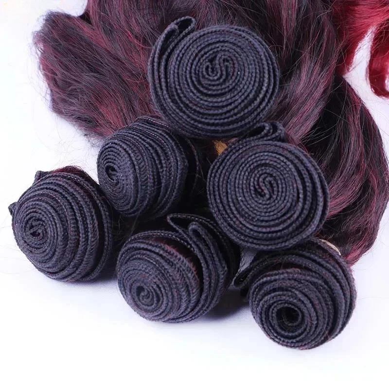 Synthetic Hair Extensions Deep Wavy Weave Bundles Synthetic Hair Extensions Afro Kinky Curly 6Ps/Lot 14/18 Inch Ombre Brown Wavy Hair Bundles for Women
