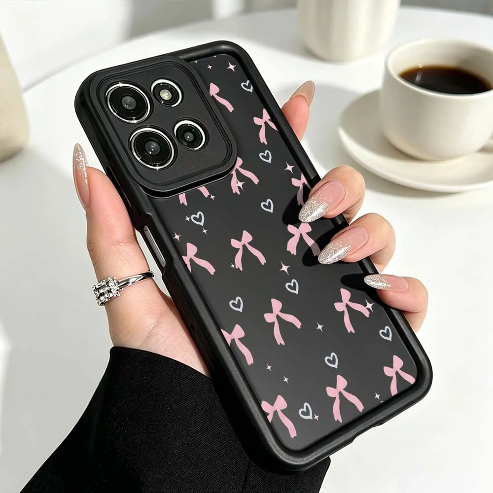 Star Bow Heart Pattern Phone Case Cover with Fusion Eye Ladder Design