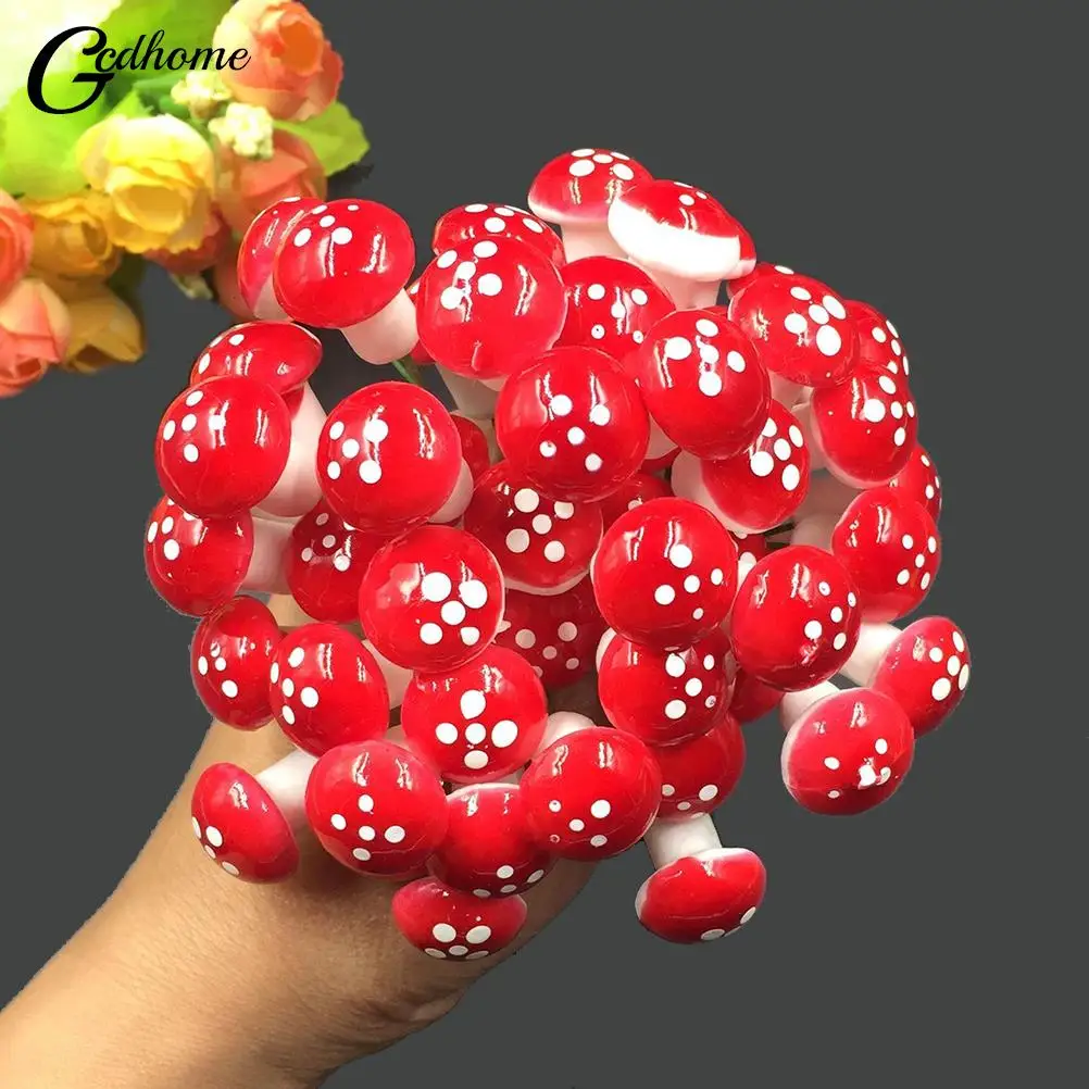 30Pcs/set 2cm Artificial Mini Mushroom Miniatures Fairy Garden Moss Terrarium Resin Crafts Decorations Stakes Craft For Home ornament crafts resin ornaments miniature ornament resin crafts miniature scenery material mini mushroom ornament