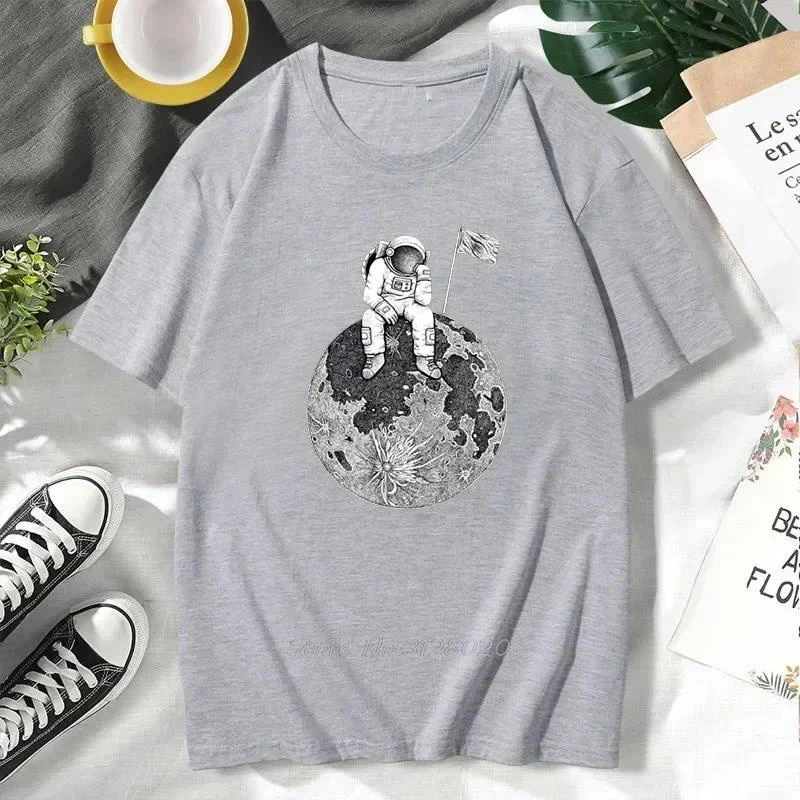 Astronauten Sitzen Auf Erde Pondering Männer T Shirt Lose Oversize Kleidung Baumwolle Sommer Weiche T-shirt Hip Hop Lustige Gedruckt Tees – Detail 3
