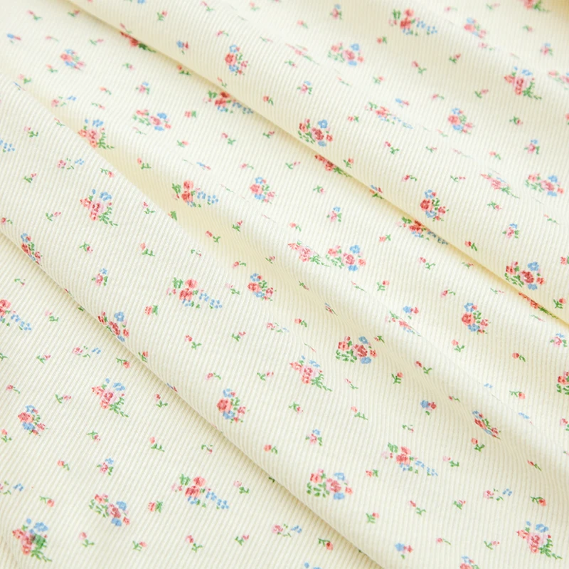 Cotton Ribbed Fabric Small Floral Printing Pit Strip Pure Cotton Bottoming Shirt Lounge Wear Children's Clothing Baby Fabric